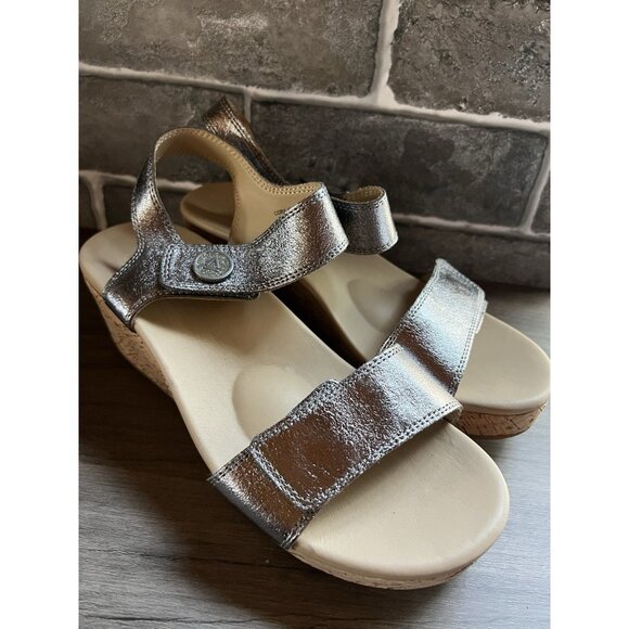 ABEO CORA Leather Sandals Size 8 With Cork Wedge Adjustable - Picture 14 of 15